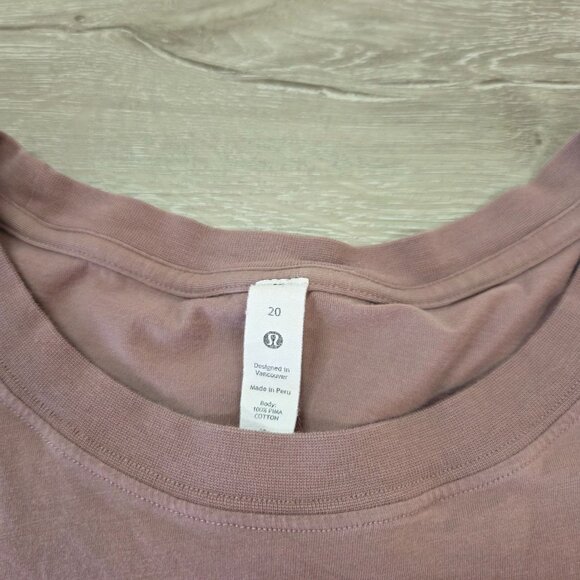 Lululemon All Yours Pima Cotton Short Sleeve T-Shirt Rose Womens Size 20 - Picture 6 of 16